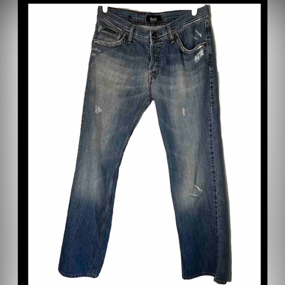 Dolce & Gabbana Vintage Distressed Light Wash Ittierre‎ Straight Leg Jeans Sz 34 - Picture 2 of 9